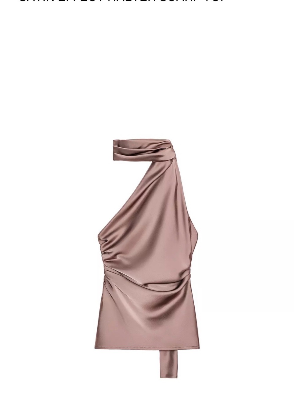 Satin Effect Halter Scarf Top & Pant SET - Light Pink - Picture 2 of 3